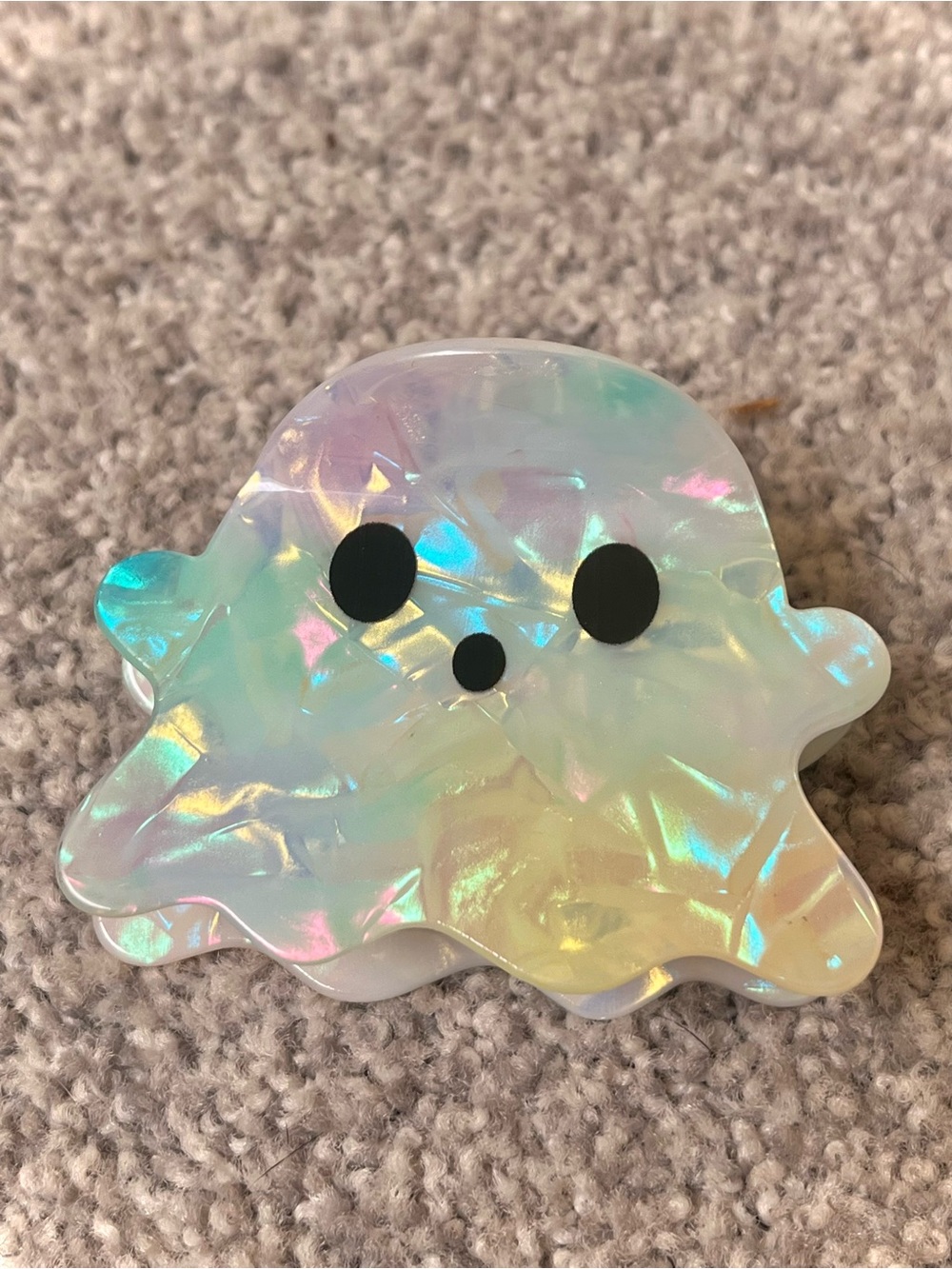 NEW Rainbow Iridescent Cute Ghost Claw Clip for Hair, Mother of Pearl, Halloween